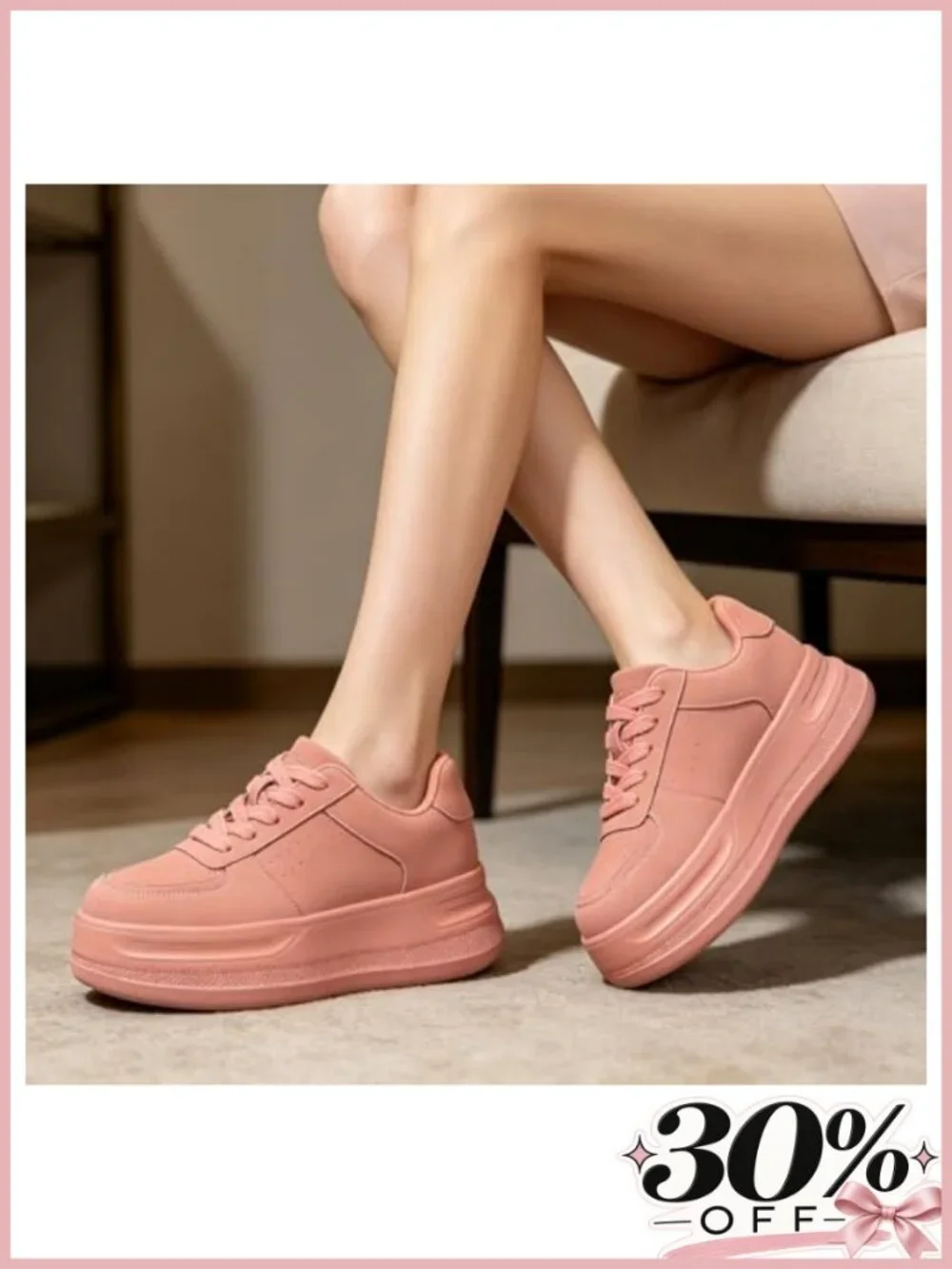 Platform Walking Sneakers Lace Up Lightweight Cushioned Foam Sole Women